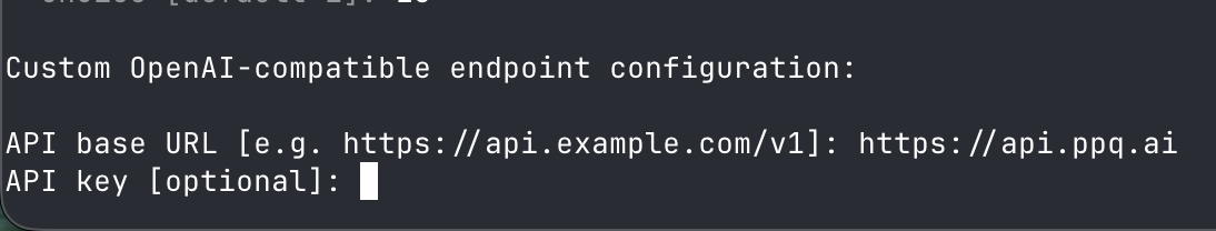 API base URL and API key prompt